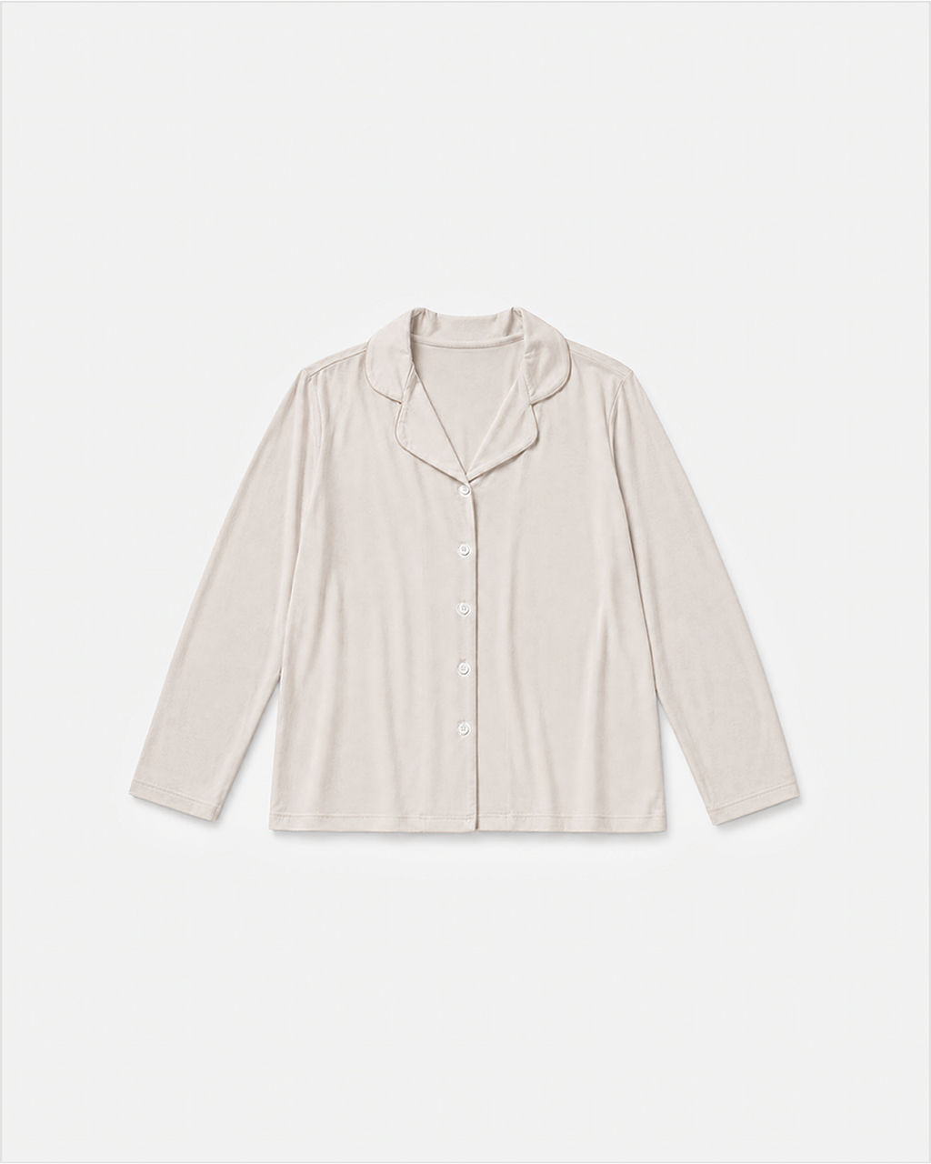 Camp Collar Pajama Shirt in Oatmeal, flat lay