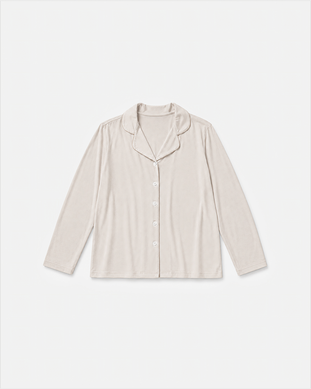 Camp Collar Pajama Shirt in Oatmeal, flat lay
