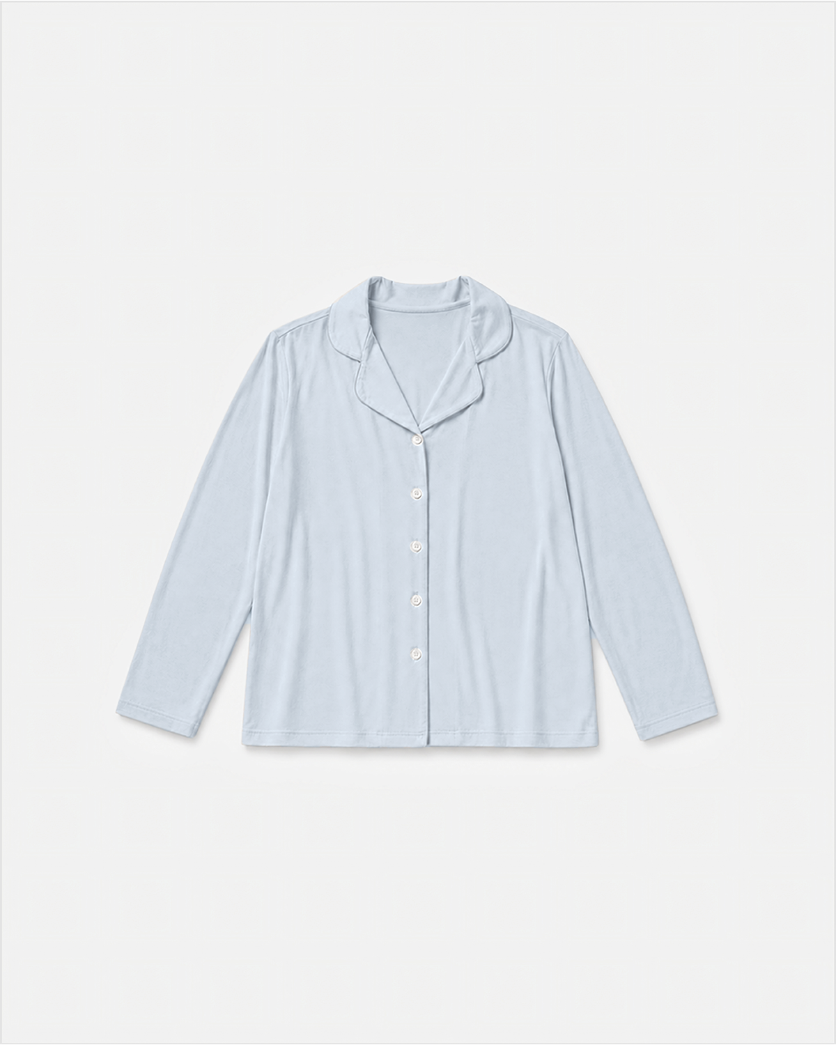 Camp Collar Pajama Shirt in Sky Blue, flat lay