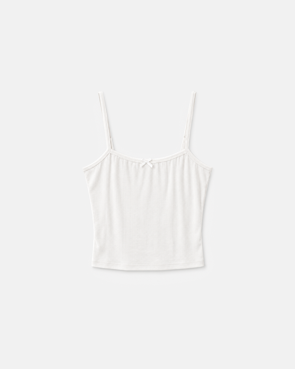 Pointelle Bow Camisole in White, flat lay