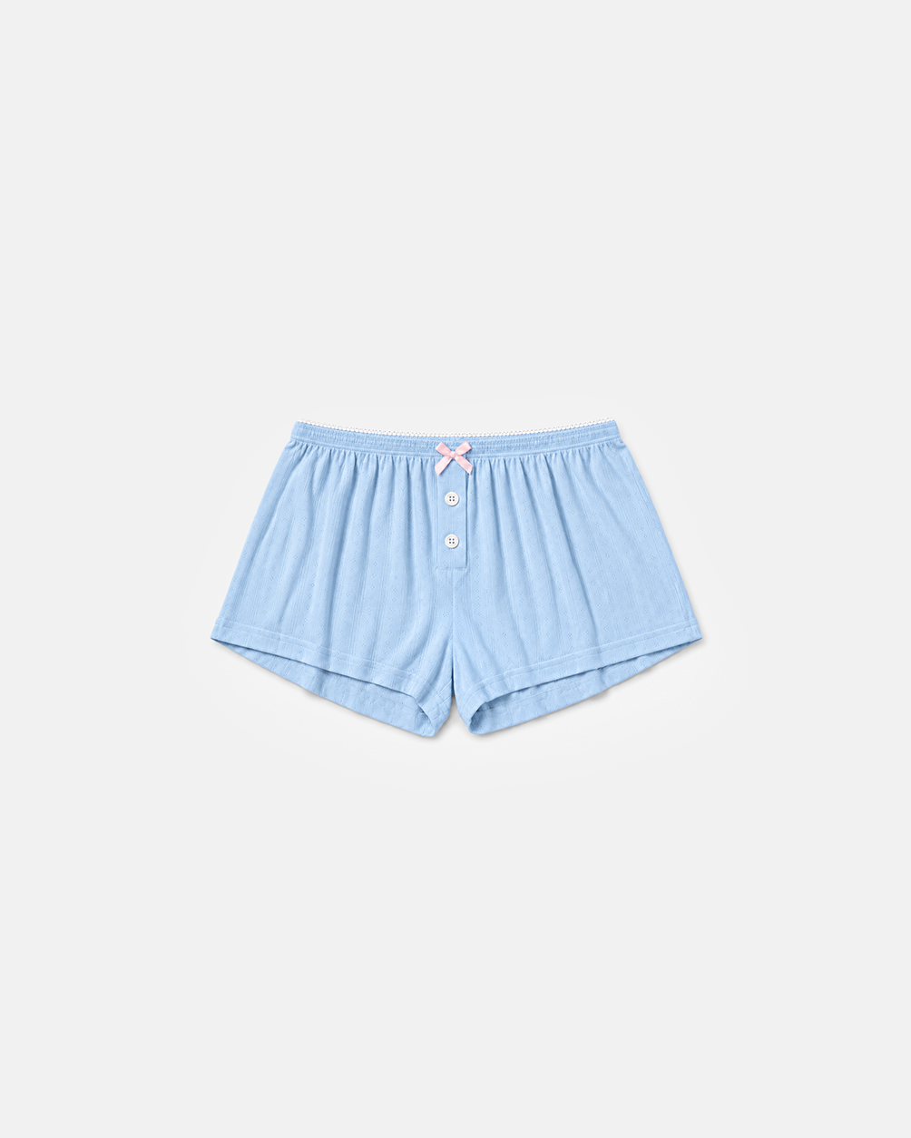 Pointelle Boxer Short in Light Blue, flat lay