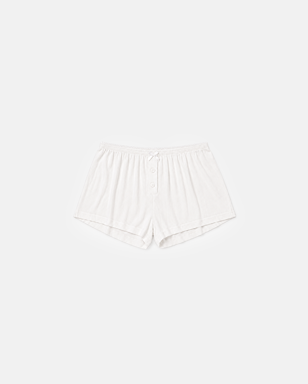 Pointelle Boxer Short in White, flat lay