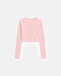 Pointelle Cropped Cardigan in Blush, flat lay