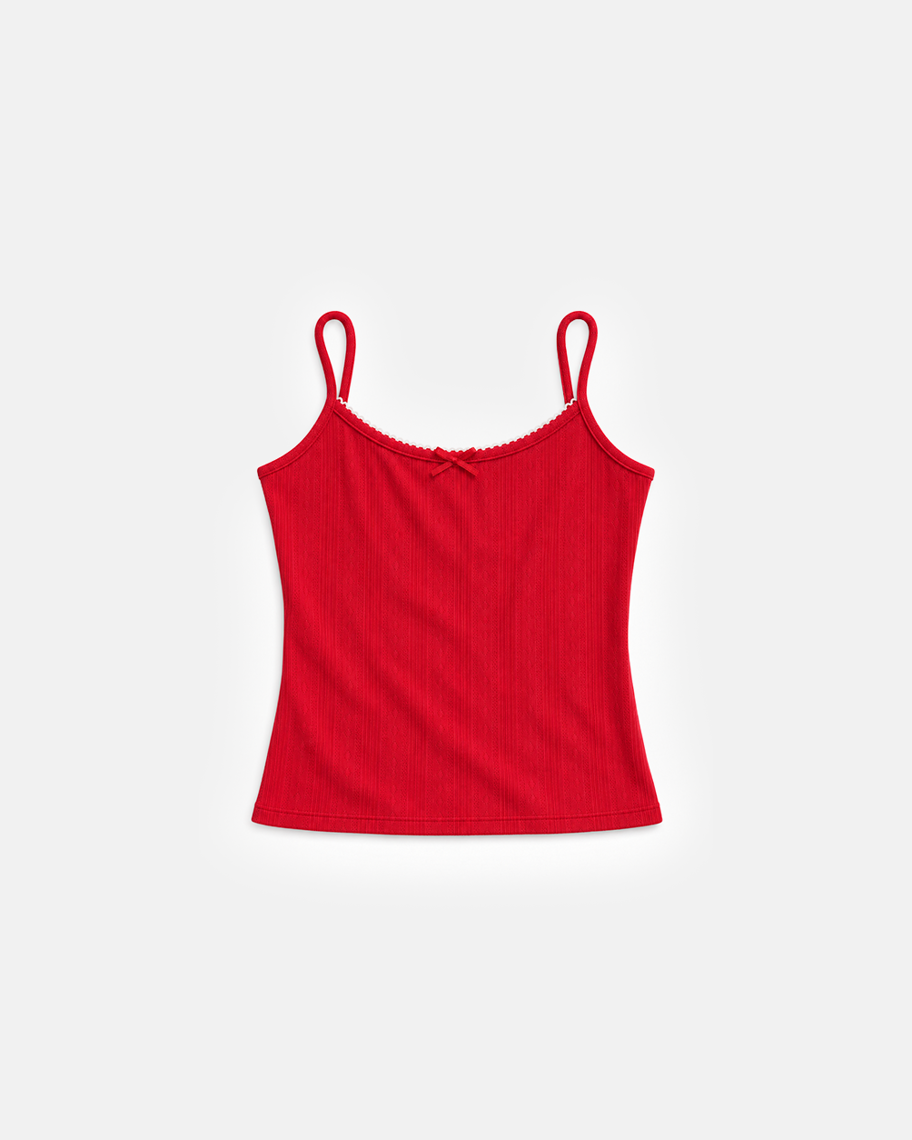 Pointelle Camisole in Cherry, front, flat lay