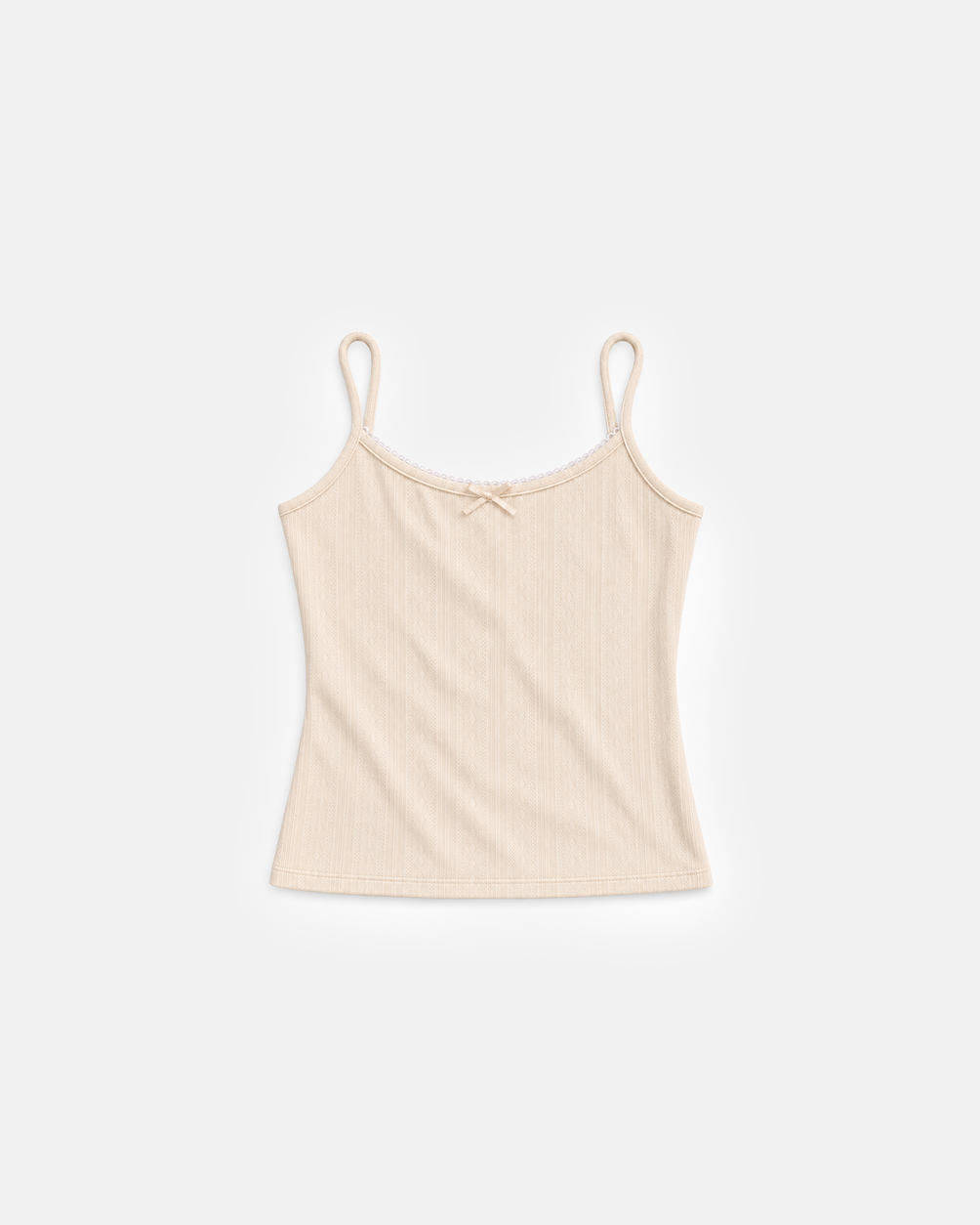 Pointelle Camisole in Cream, front, flat lay