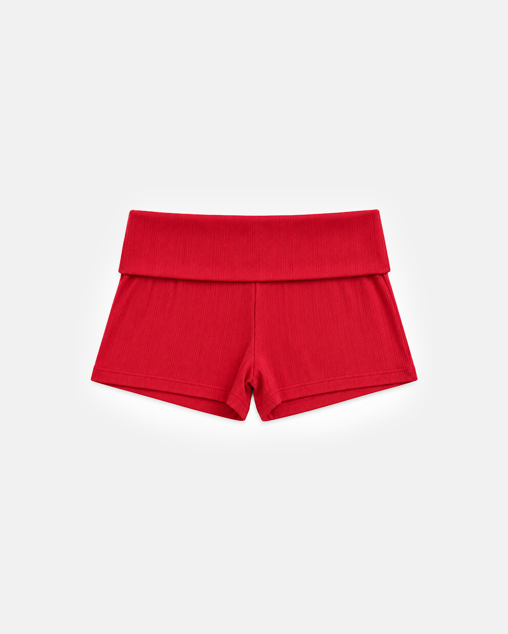 Pointelle Fold-Over Short in Cherry, flat lay