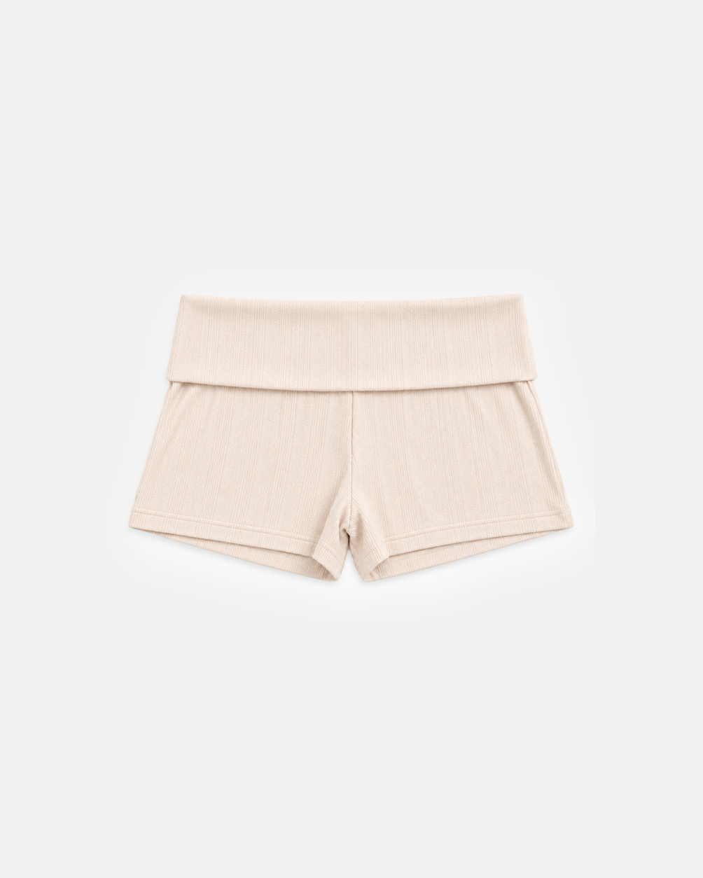 Pointelle Fold-Over Short in Cream, flat lay