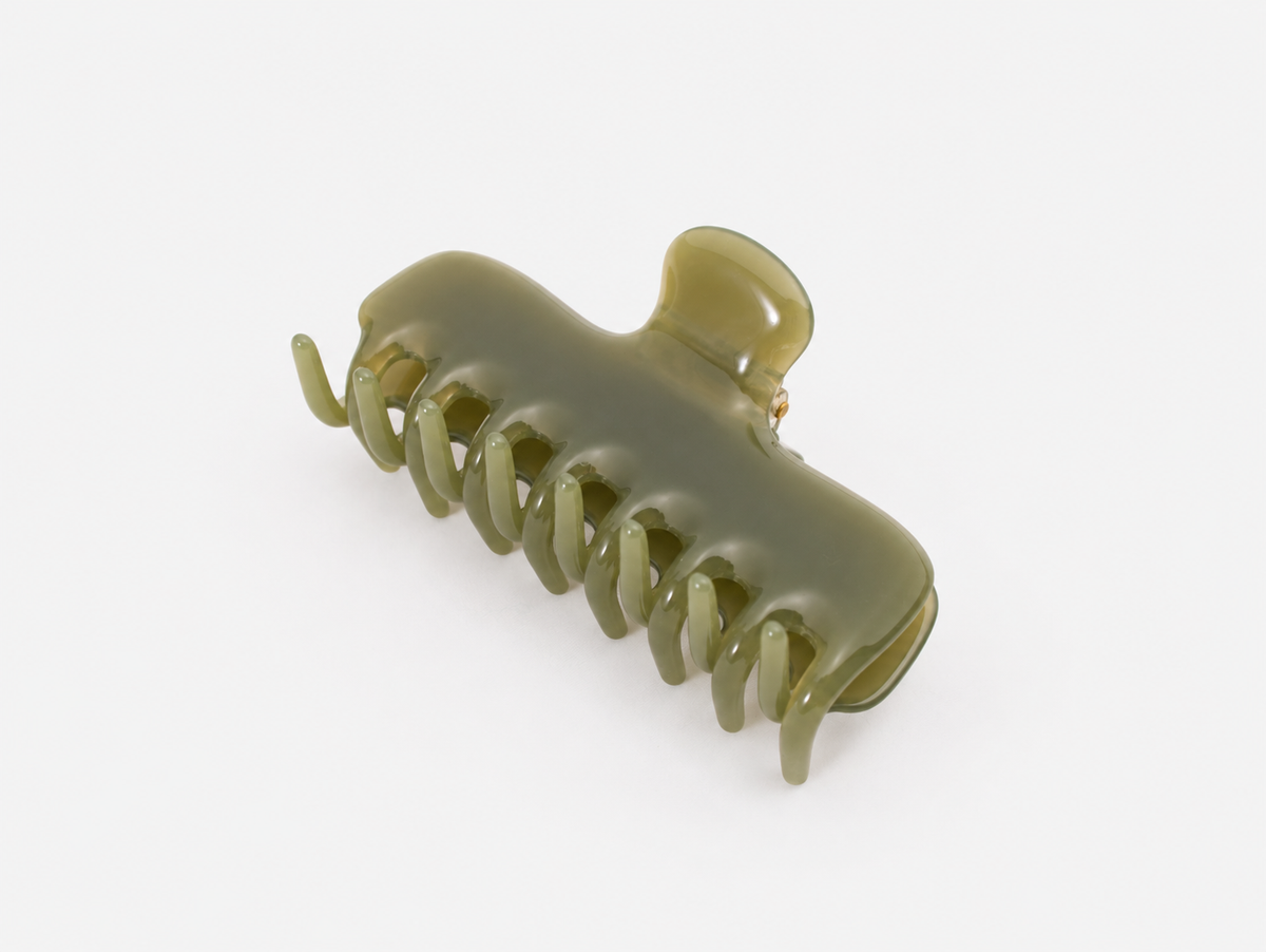 Jelly Claw Clip in Olive, angled view