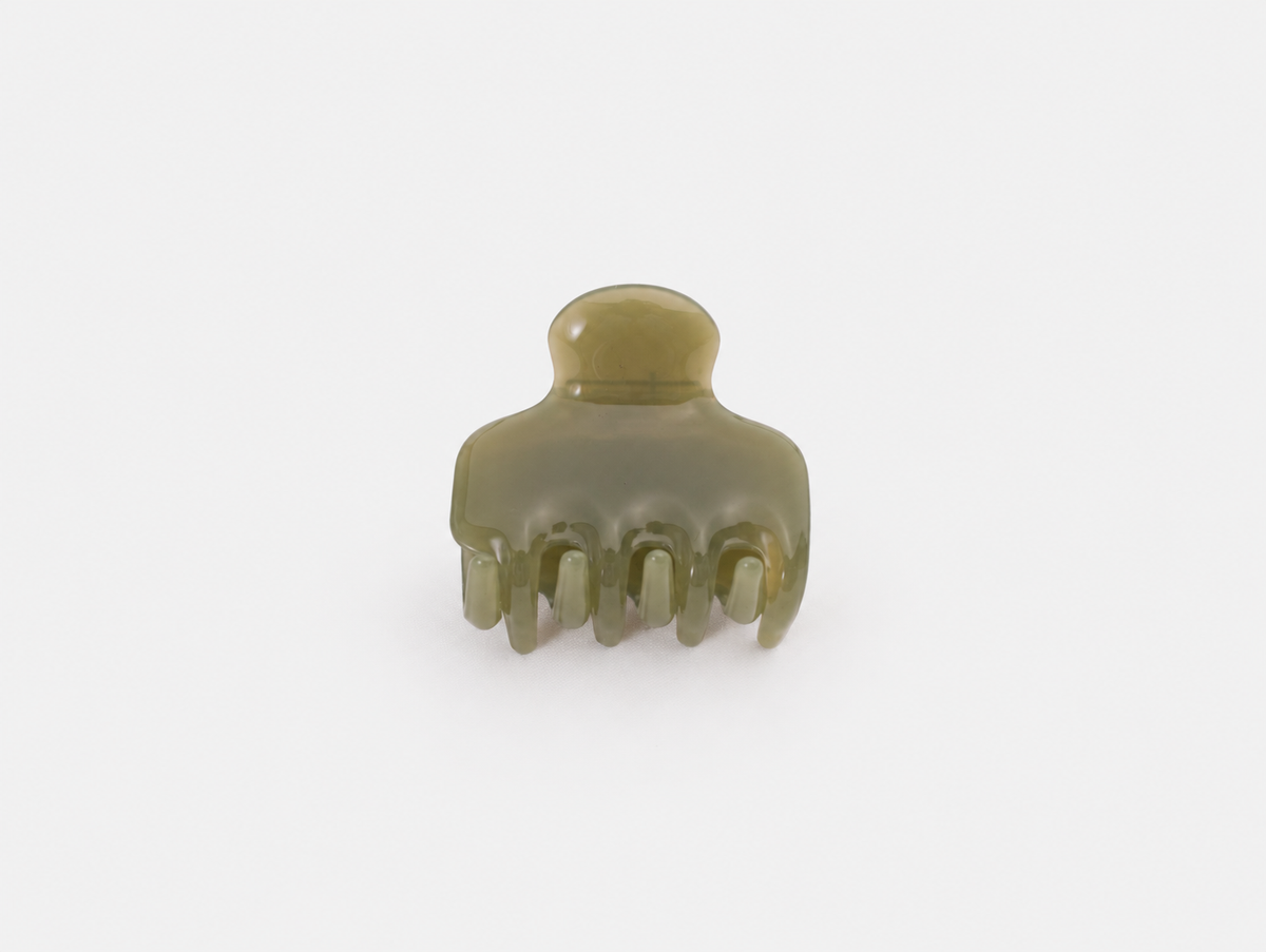 Mini Jelly Claw Clip in Olive, front