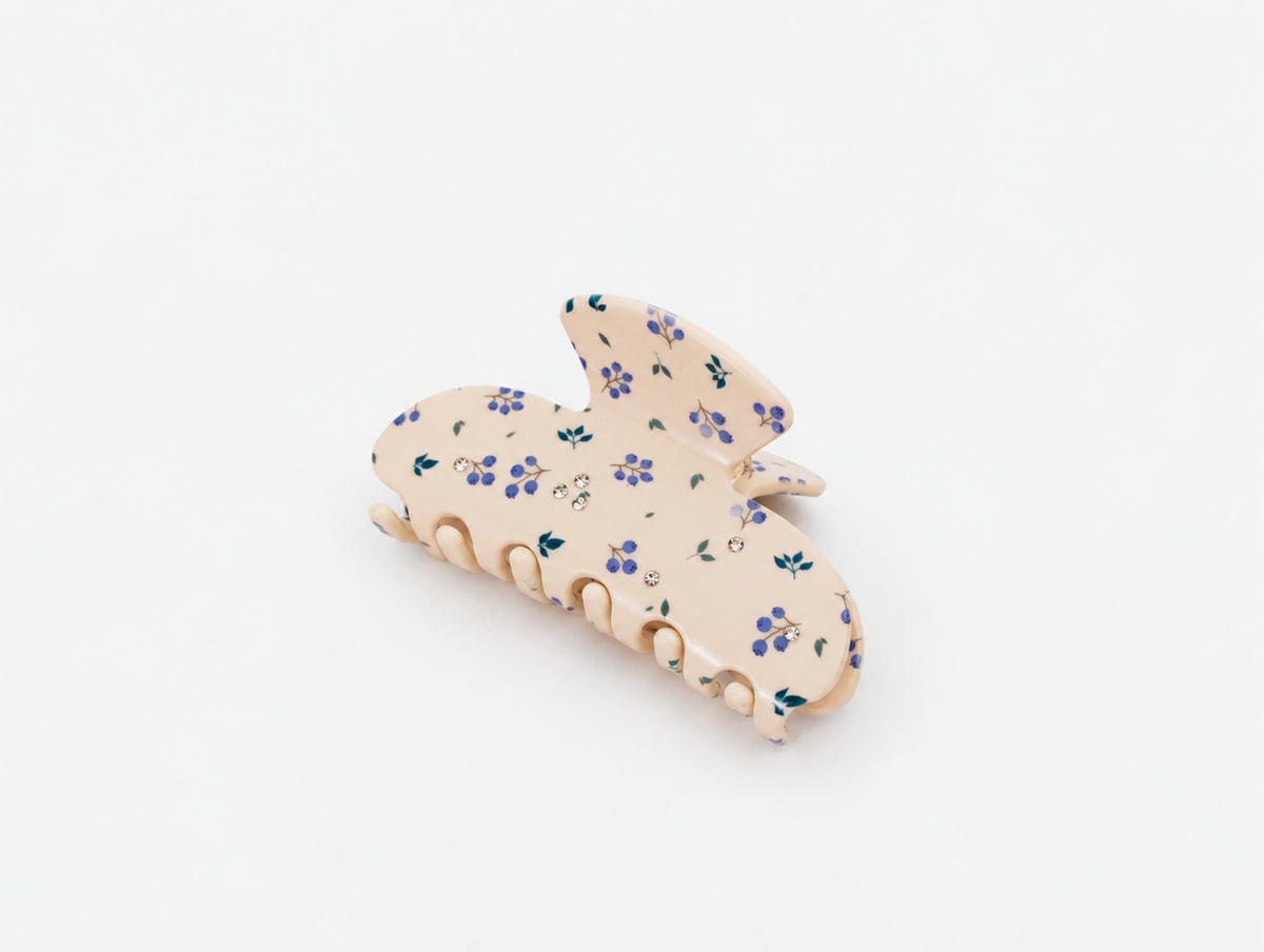Little Garden Claw Clip in Blueberry, angled view