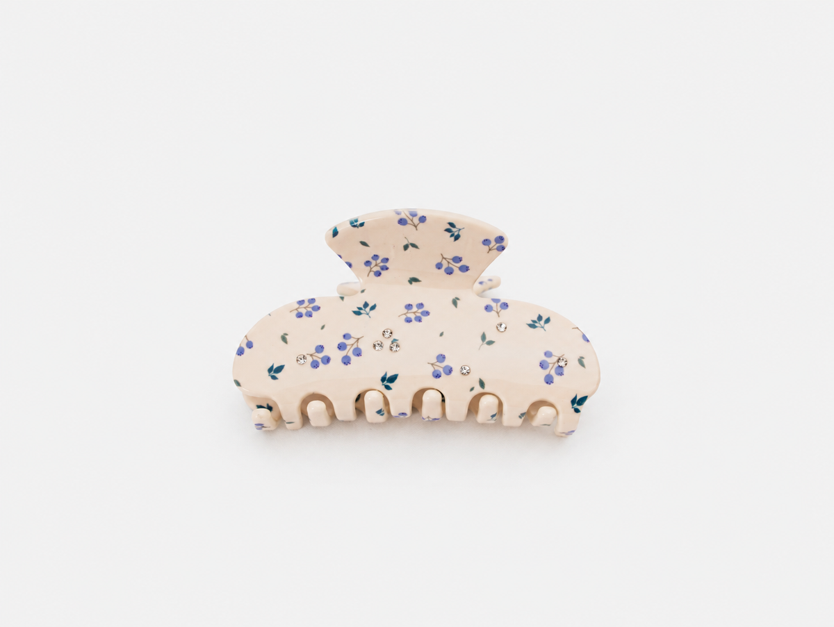 Little Garden Claw Clip in Blueberry, front