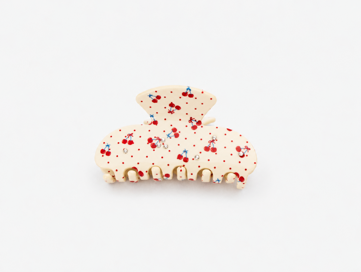 Little Garden Claw Clip in Cherry, front