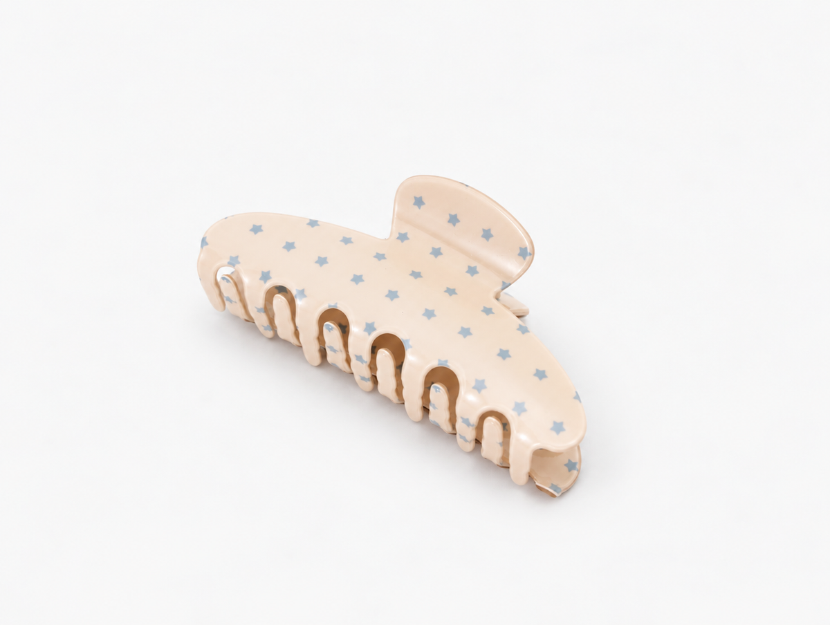 Little Star Claw Clip in Cream, angled view