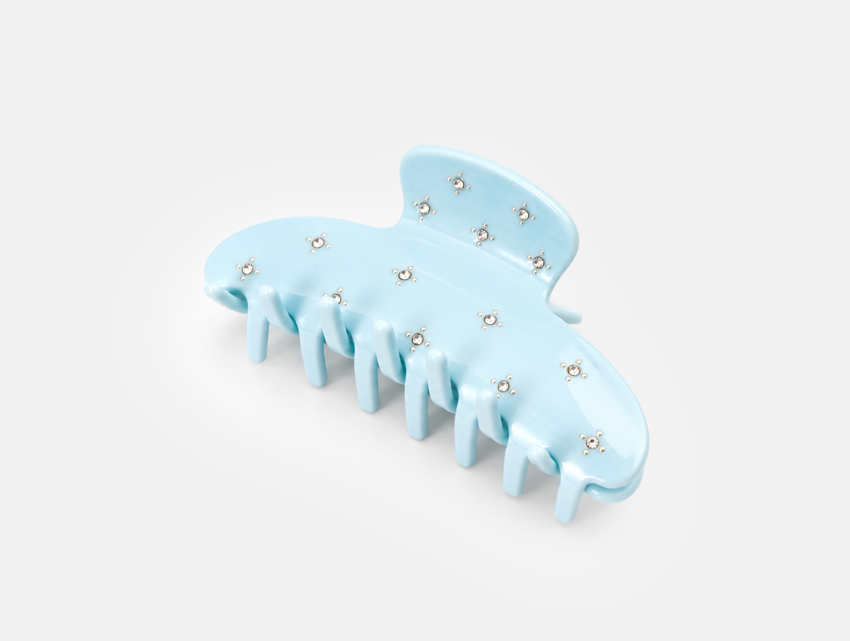 Twinkle Claw Clip in Light Blue, angled view