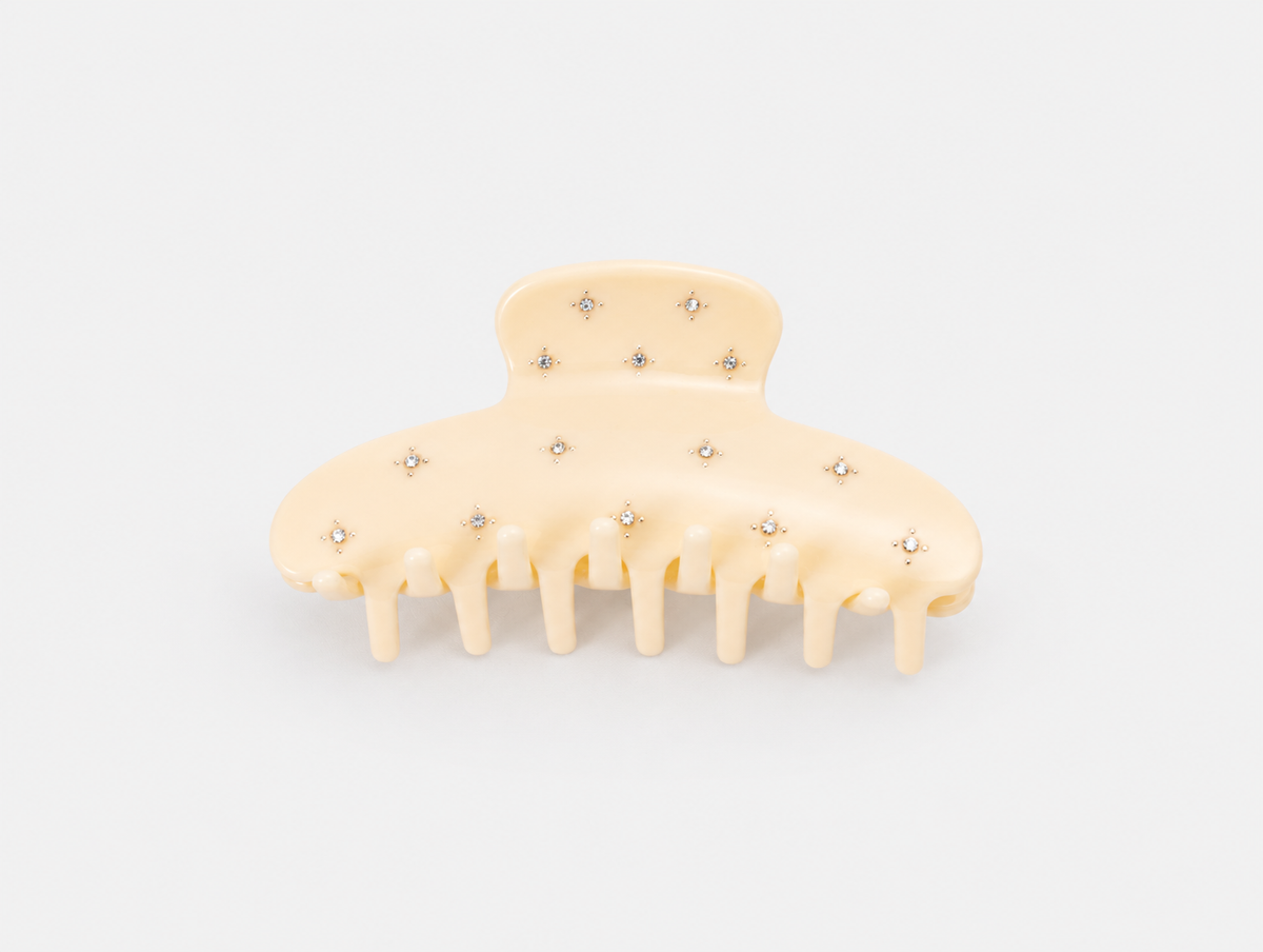 Twinkle Claw Clip in Cream, front