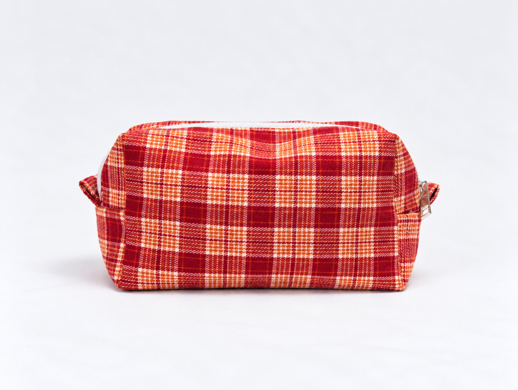 Plaid Makeup Bag in Red Plaid, back