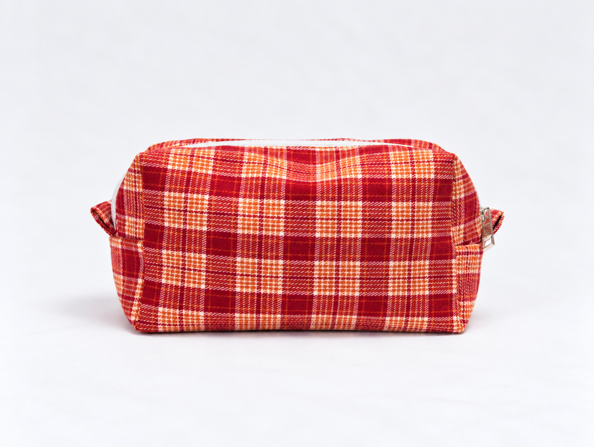 Plaid Makeup Bag in Red Plaid, back