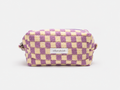 Knit Checkerboard Makeup Bag in Lilac Check, front