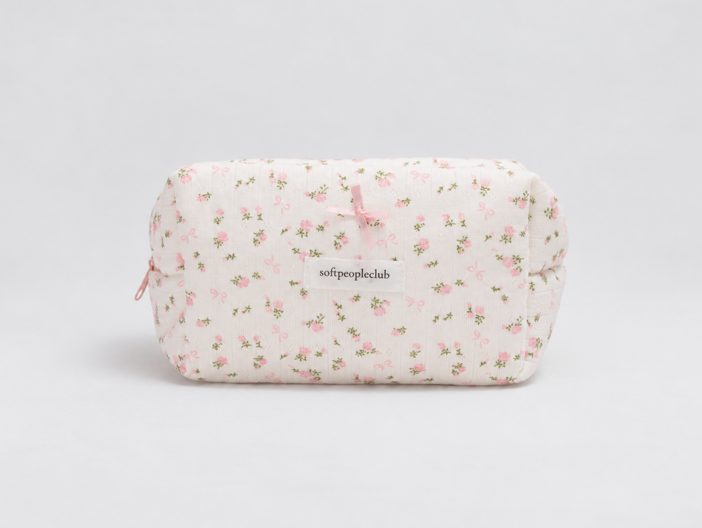 Padded Rose & Bow Makeup Bag, front