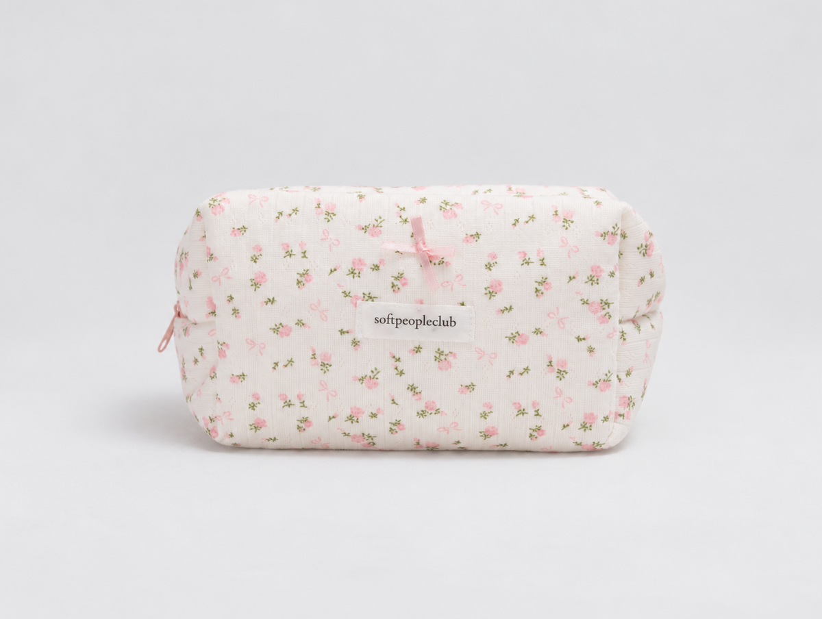 Padded Rose & Bow Makeup Bag, front