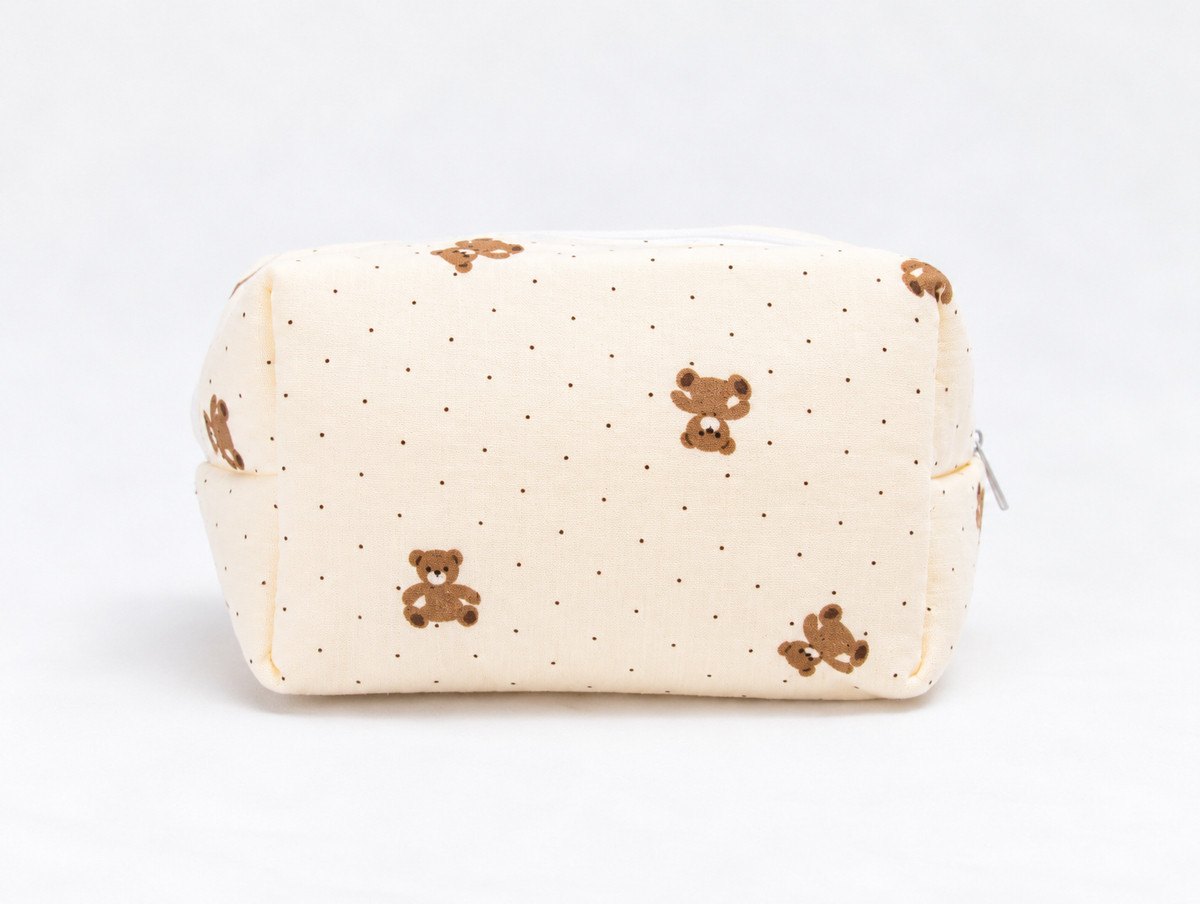 Padded Teddy Dot Makeup Bag, back