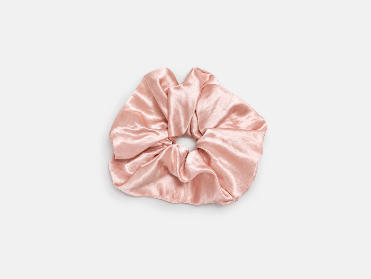 Satin Scrunchie in Blush, flat lay