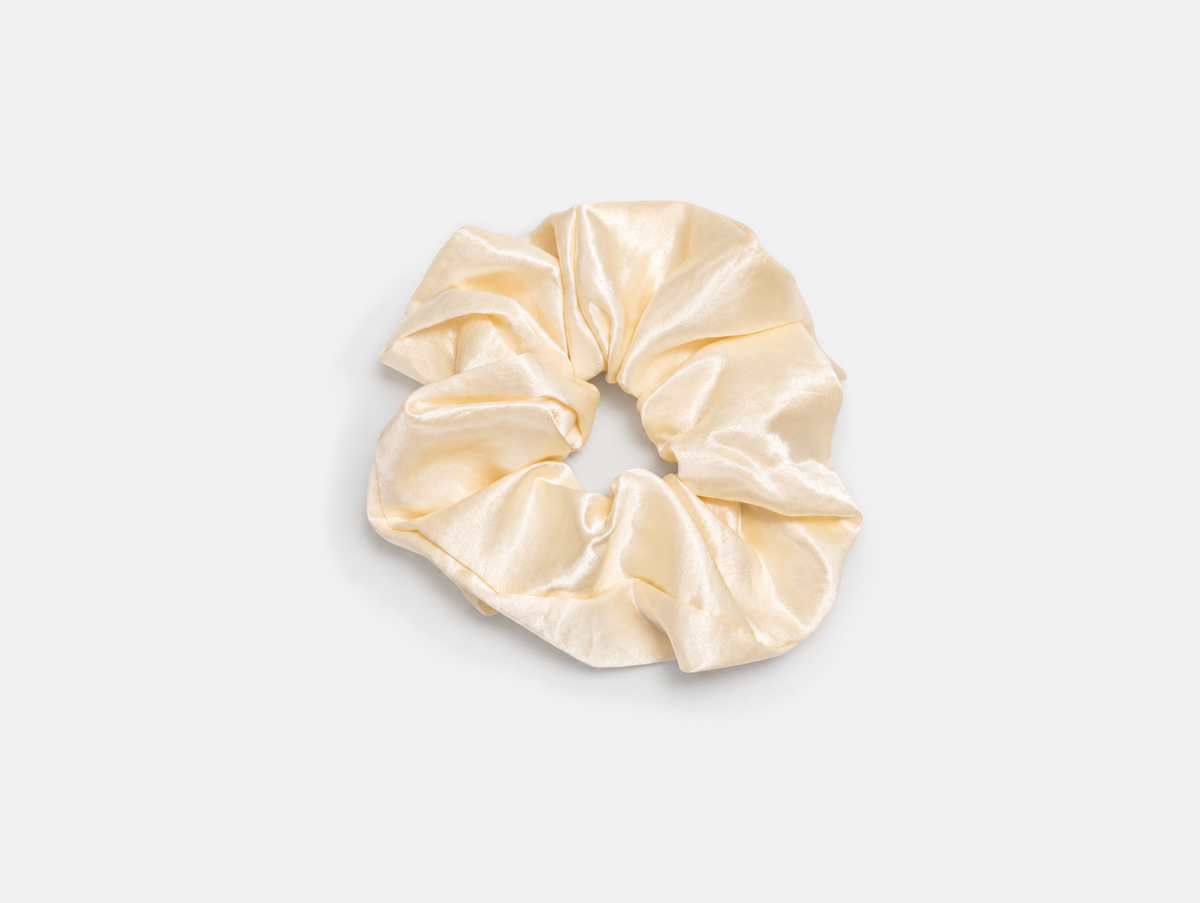 Satin Scrunchie in Butter, flat lay