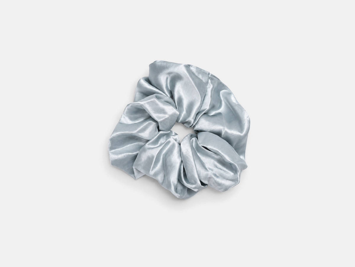 Satin Scrunchie in Sky Blue, flat lay