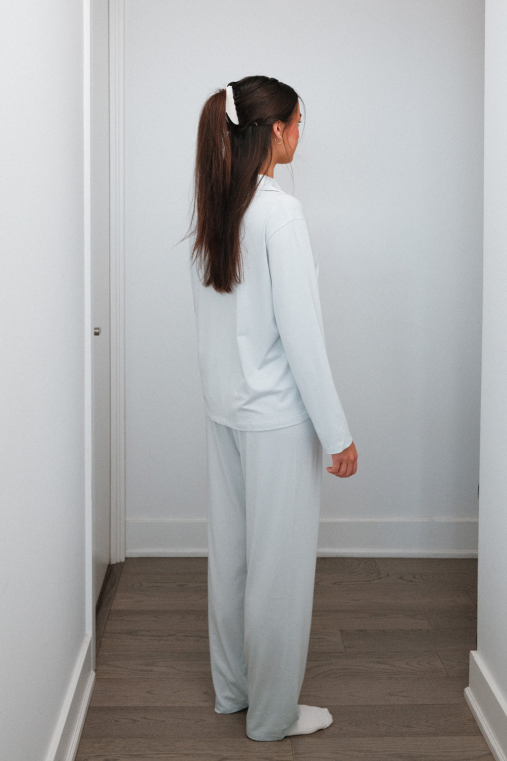 Little Star Claw Clip in Cream, worn in hair, back view
