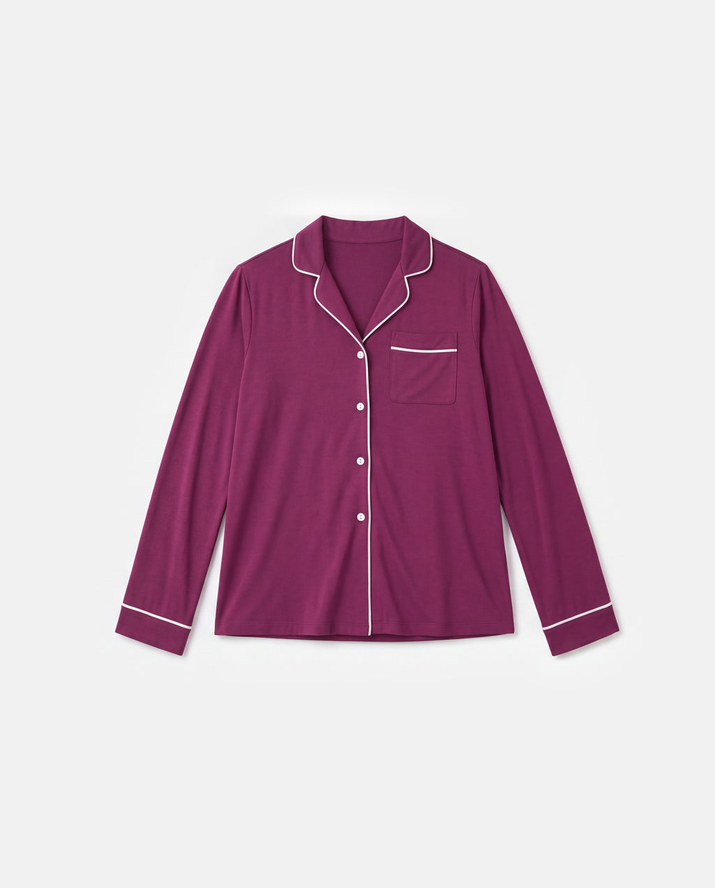 Piped Pajama Shirt in Plum, flat lay