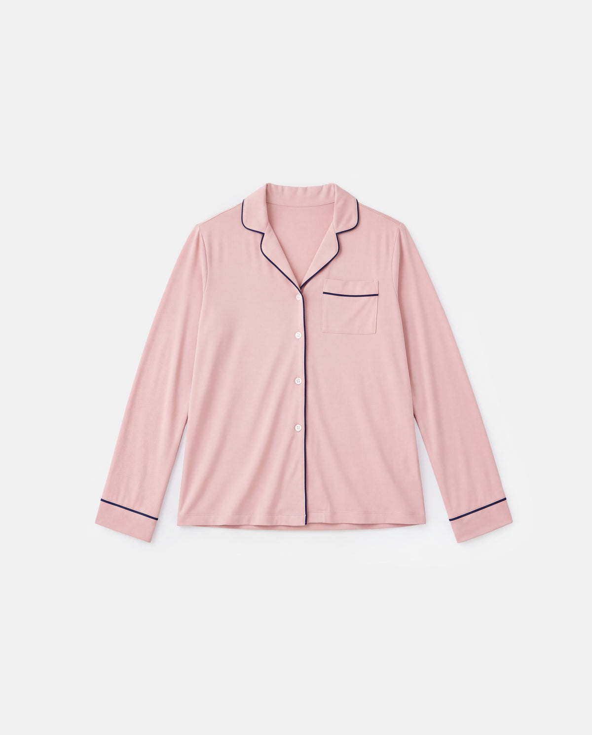 Piped Pajama Shirt in Pink, flat lay